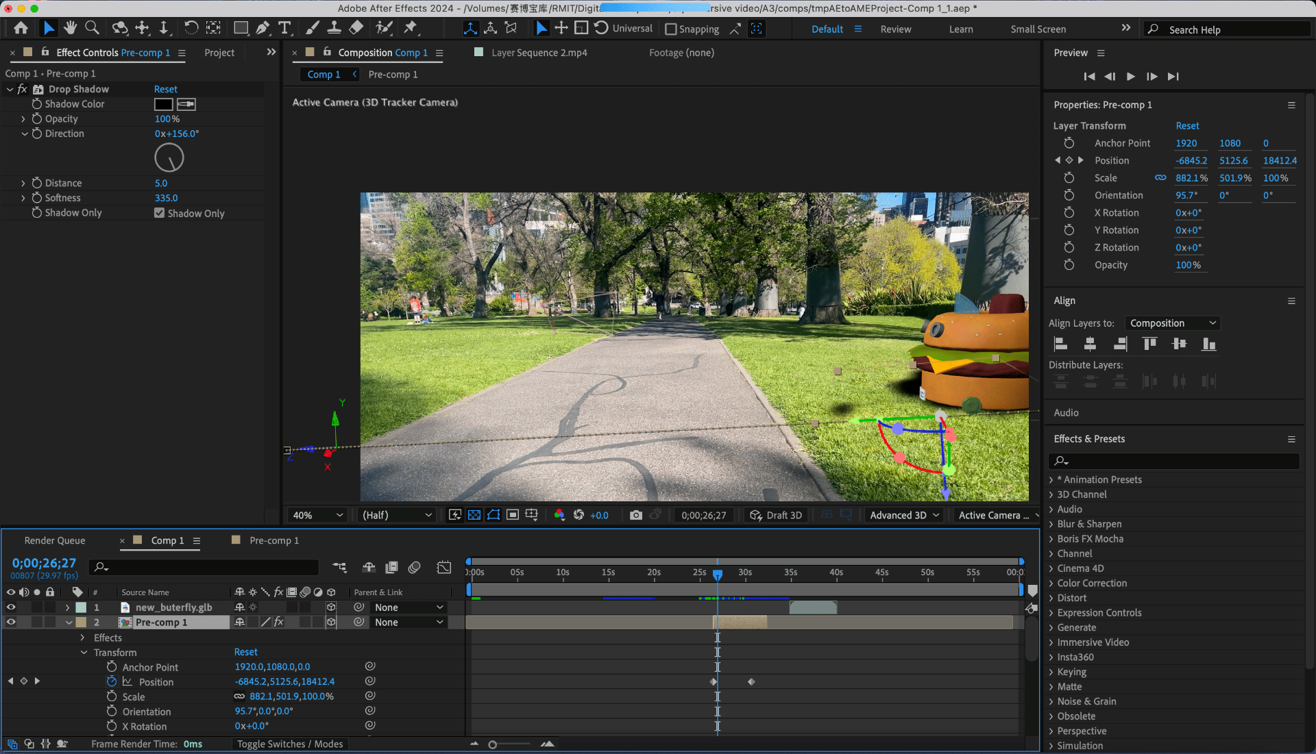 Keyframe animation of 3D assets 